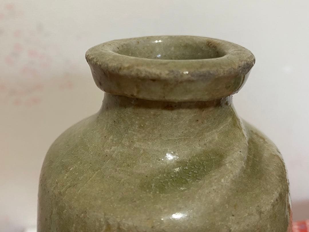 ♦古瀬戸 灰釉 徳利 酒器 江戸時代初期 一輪挿し 置物飾り 骨董品