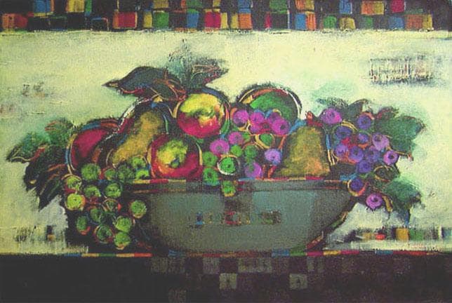 油絵 菅家令子 絵 絵画インテリア 額付(白) uF6-060904 静物 果物