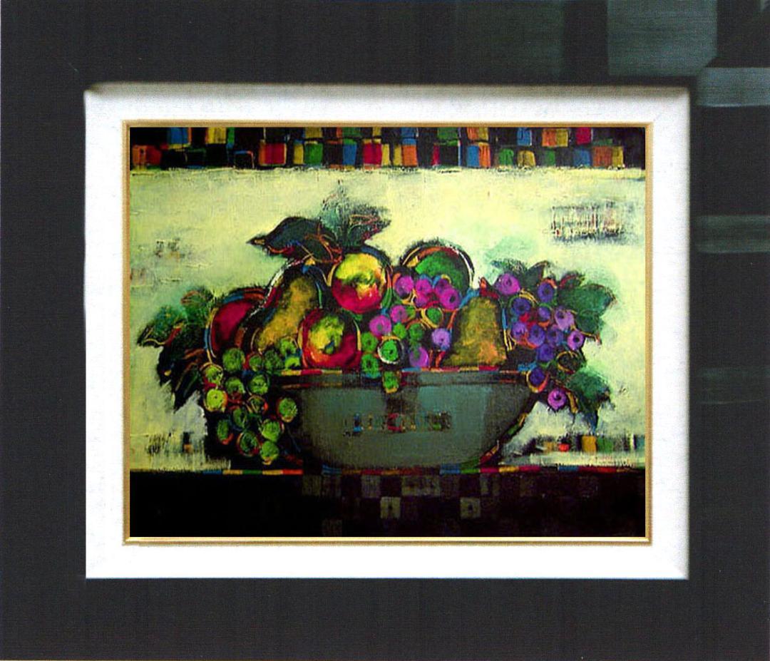 油絵 菅家令子 絵 絵画インテリア 額付(白) uF6-060904 静物 果物