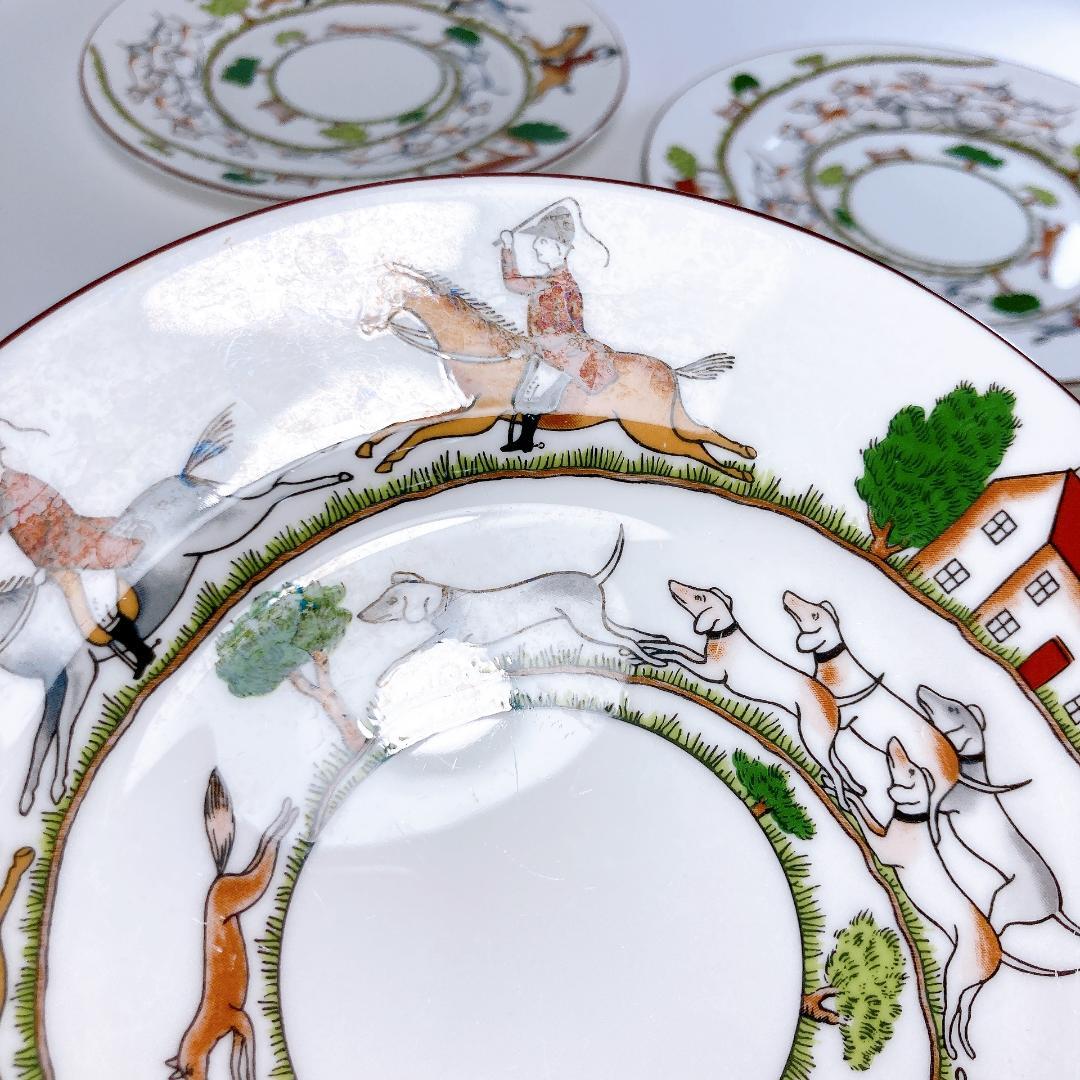ウェッジウッド ハンティングシーン プレート 5枚18cm 黒壺　|3273|☆