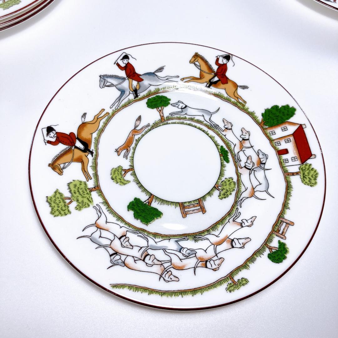 ウェッジウッド ハンティングシーン プレート 5枚18cm 黒壺　|3273|☆