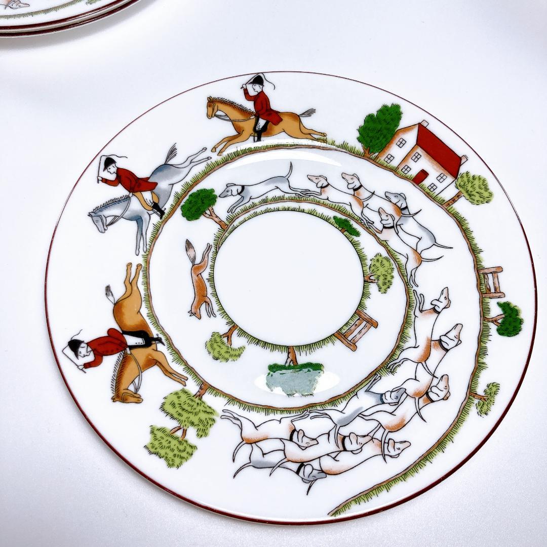 ウェッジウッド ハンティングシーン プレート 5枚18cm 黒壺　|3273|☆