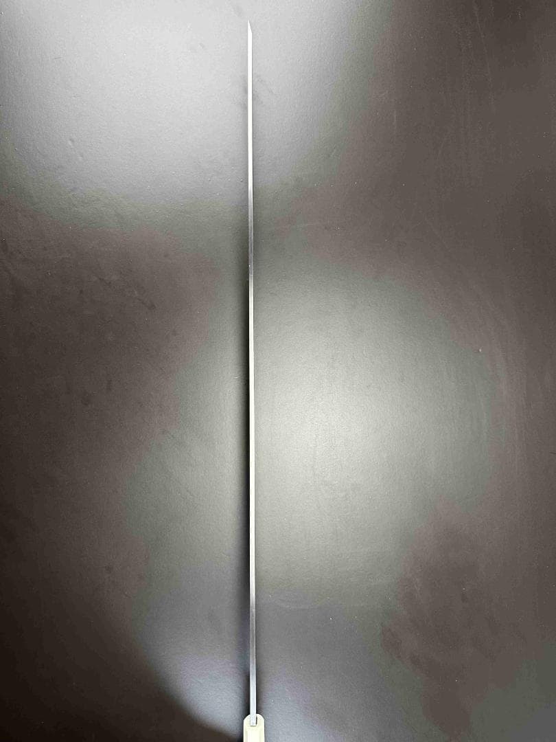 3295 マグロ包丁鞘付き 刃渡700mm 鮪包丁 反り 人工象牙三本黒巻八角柄