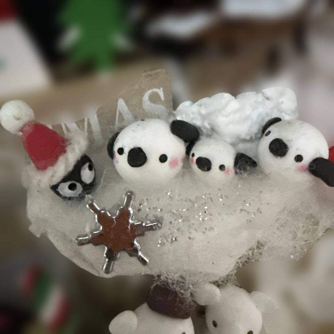 どんぐりアート♡クリスマス2点　たぬきちゃんメモスタンドオブジェ♡