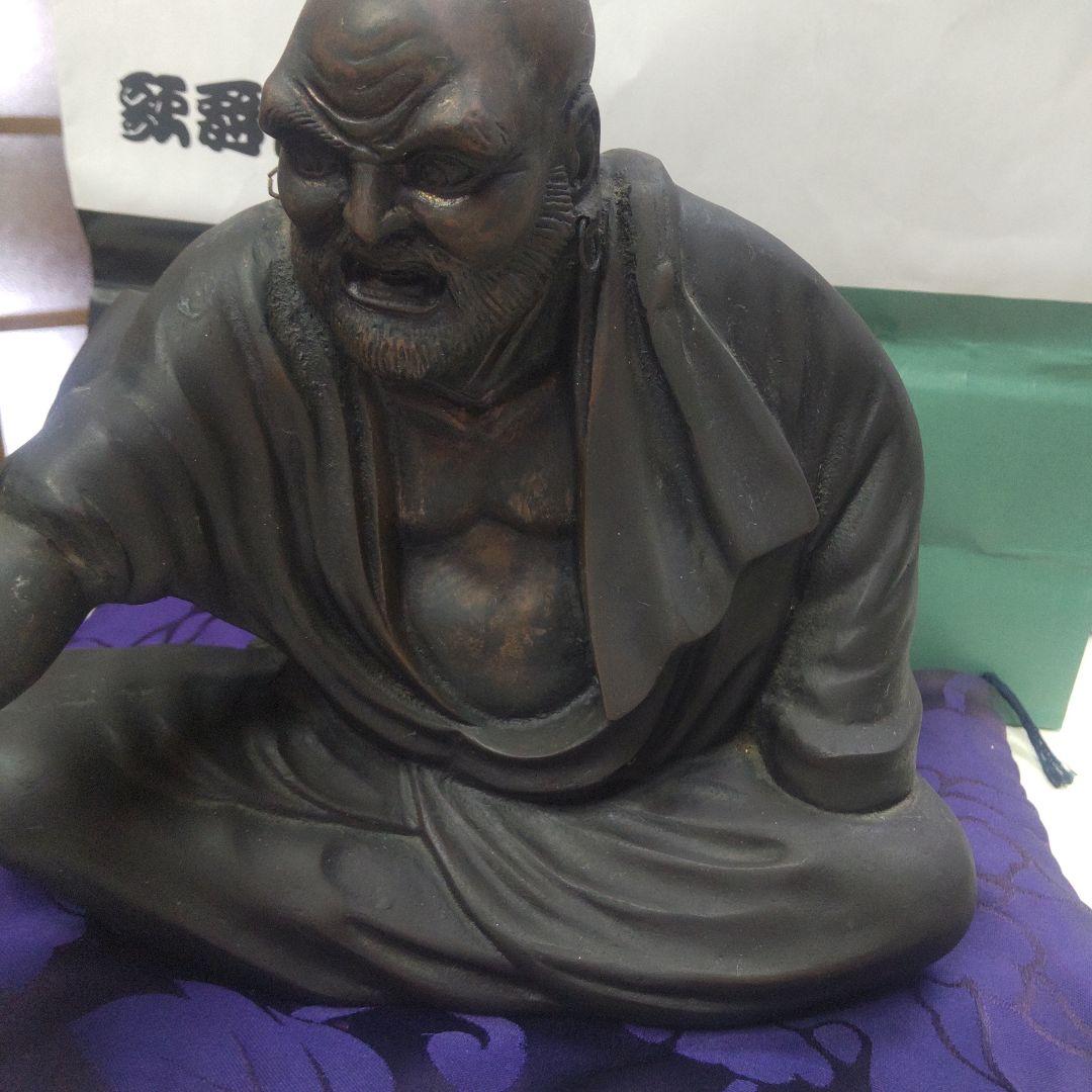 照雲作 銅製 達磨座像 喝達磨 約4kg 落款あり 達磨大師 銅像 仏像