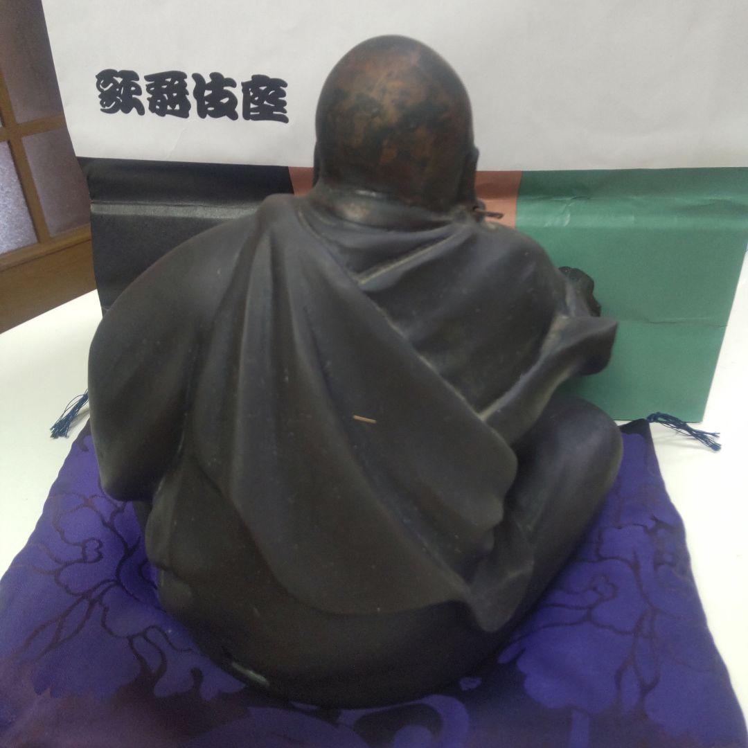 照雲作 銅製 達磨座像 喝達磨 約4kg 落款あり 達磨大師 銅像 仏像