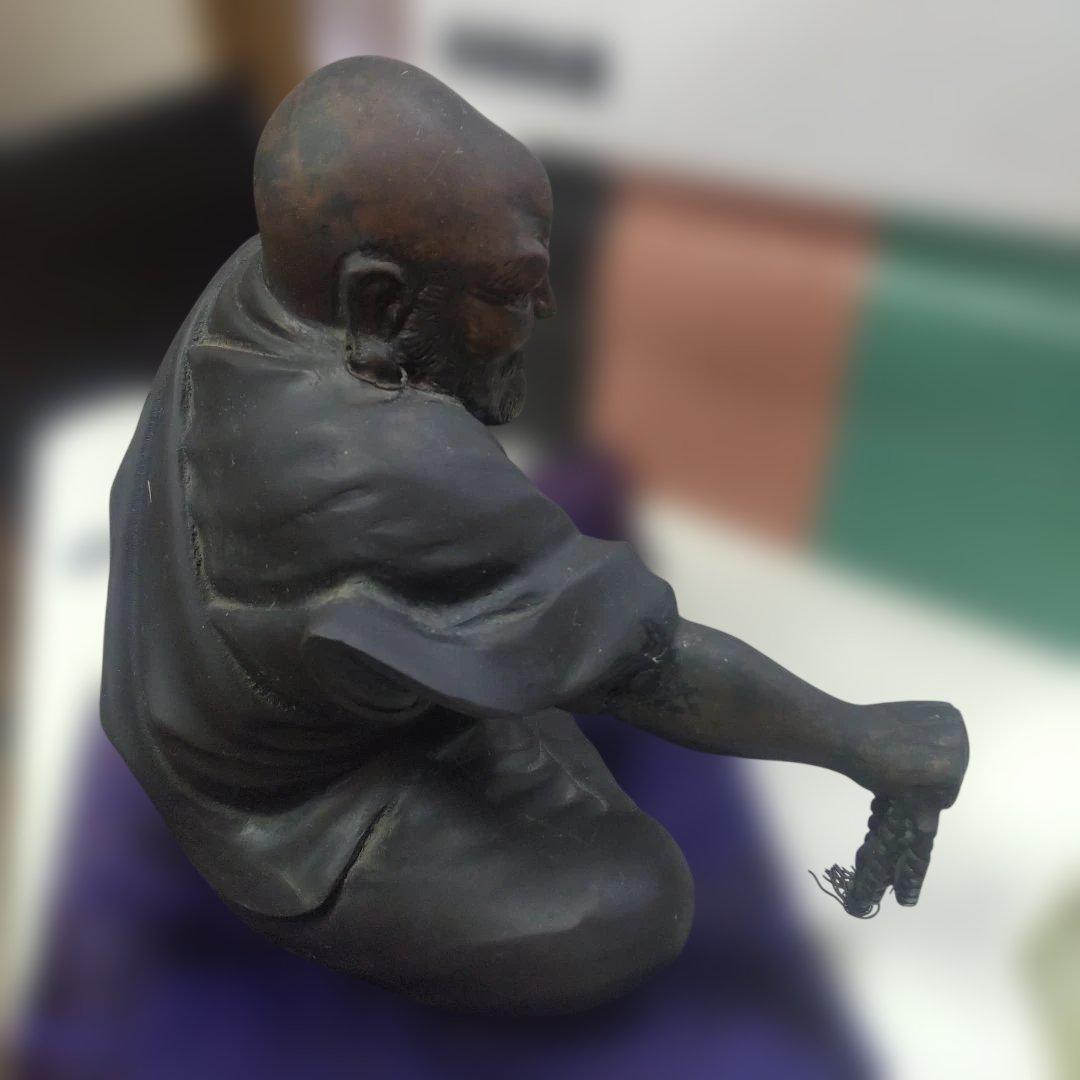 照雲作 銅製 達磨座像 喝達磨 約4kg 落款あり 達磨大師 銅像 仏像