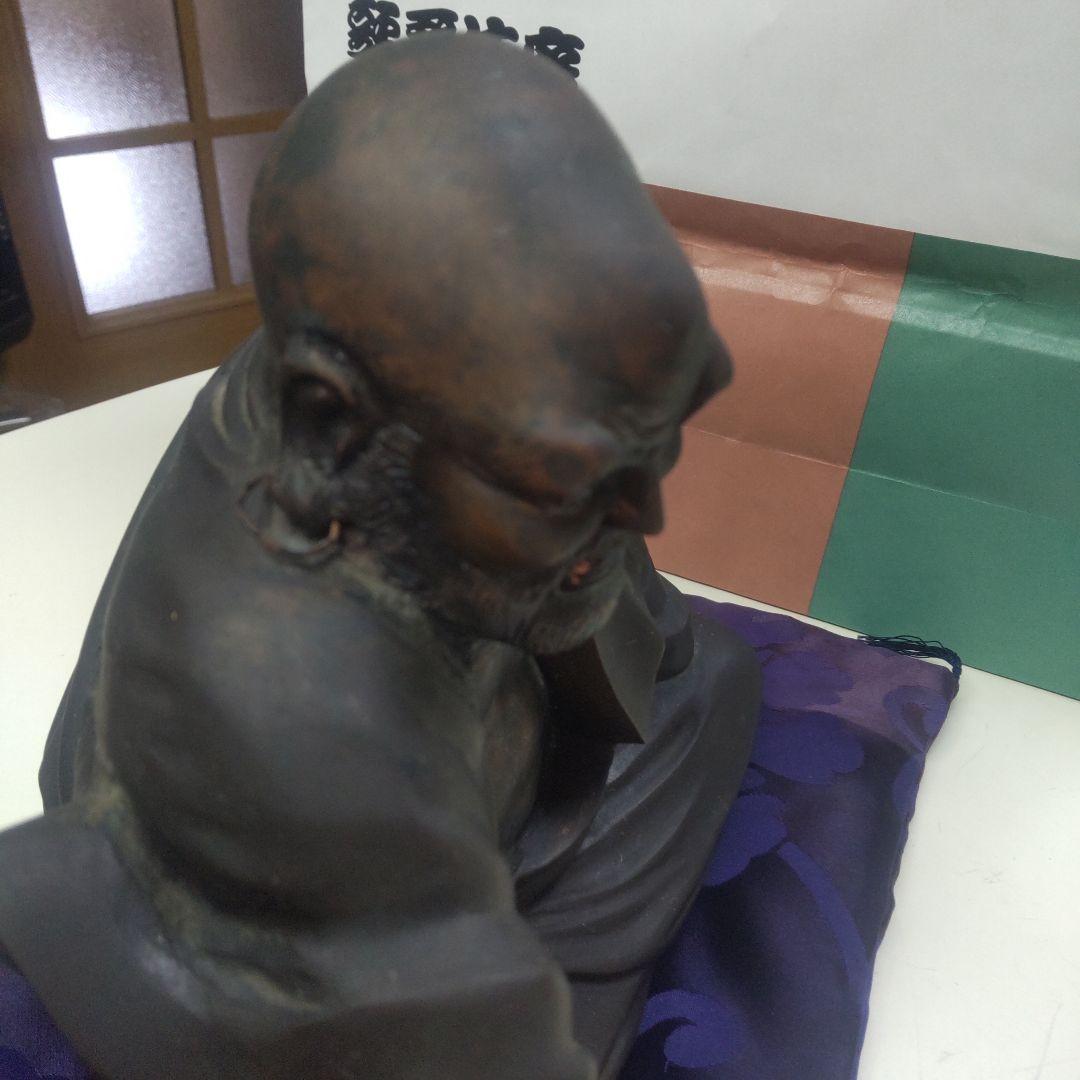 照雲作 銅製 達磨座像 喝達磨 約4kg 落款あり 達磨大師 銅像 仏像