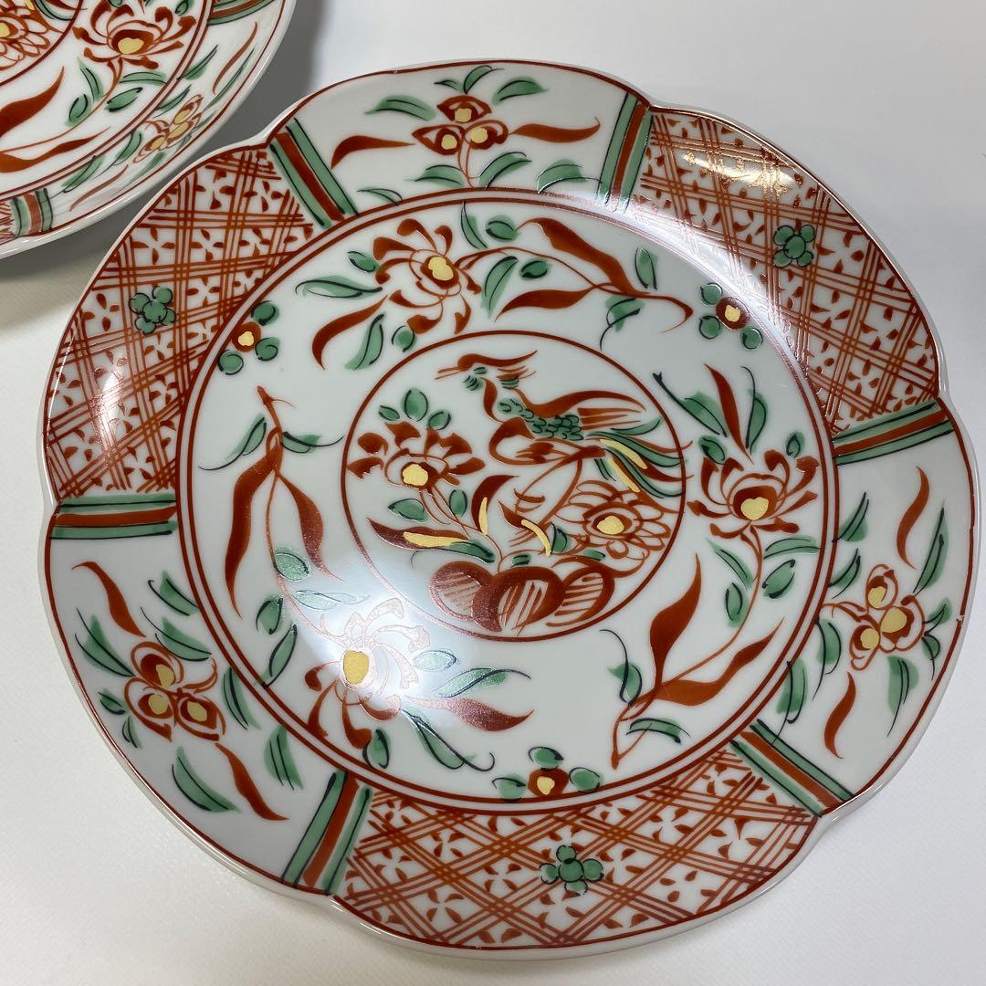 たち吉　花鳥　赤絵　和皿　金彩　中皿　5枚セット