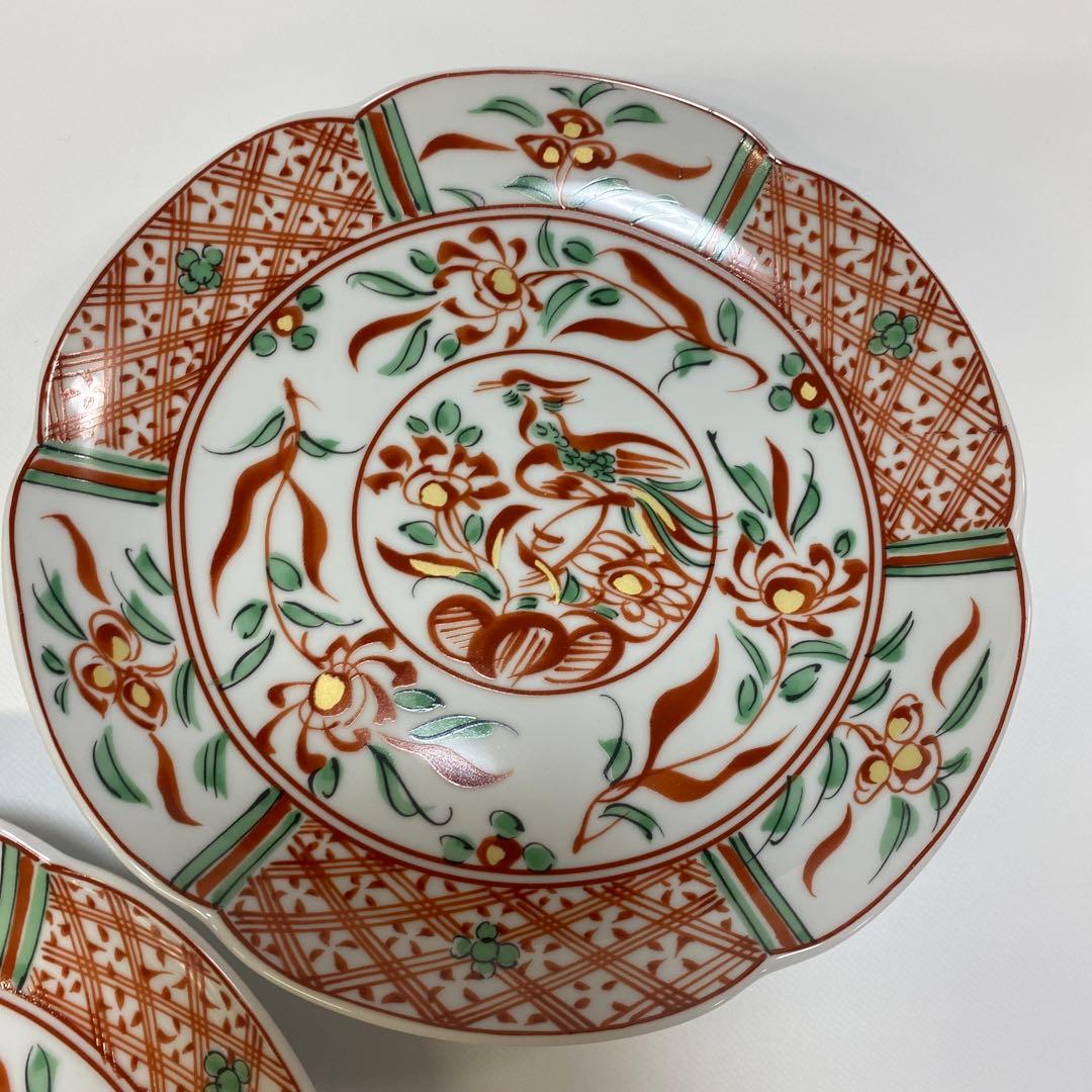 たち吉　花鳥　赤絵　和皿　金彩　中皿　5枚セット