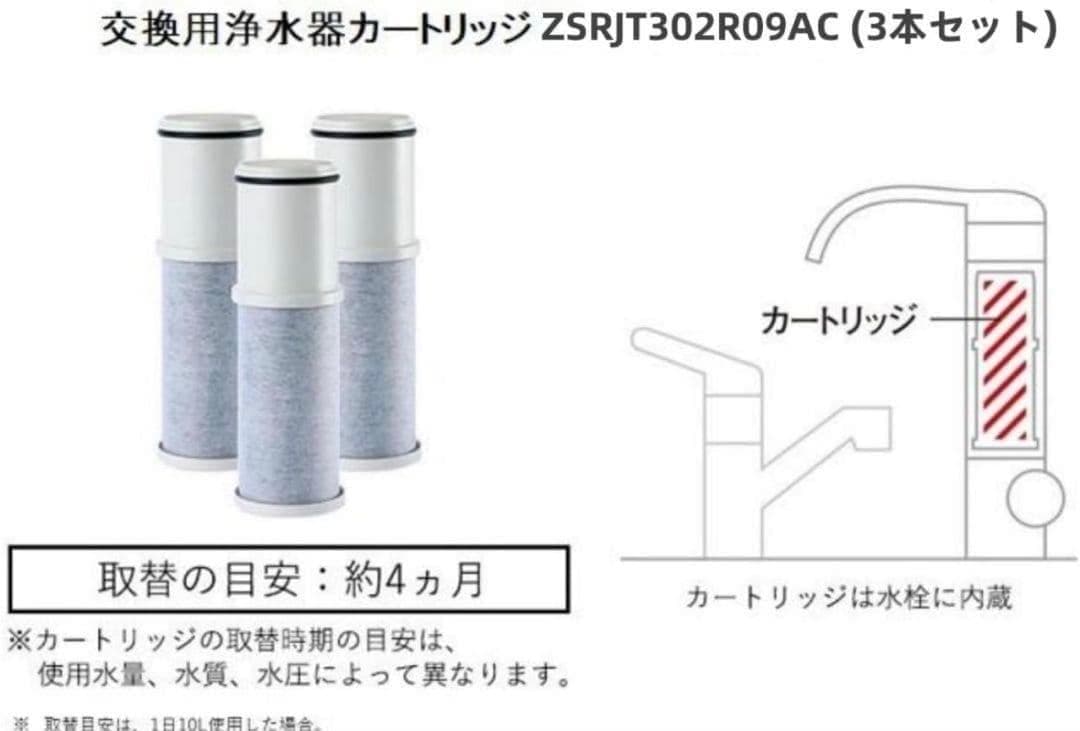 新品 クリナップ 浄水交換用カートリッジZSRJT302R09AC 3本セット