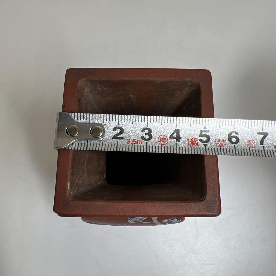 中国清時代　精古斎製朱泥花瓶　高さ約16㎝　東Y8-0402☆2Fトヒトオ