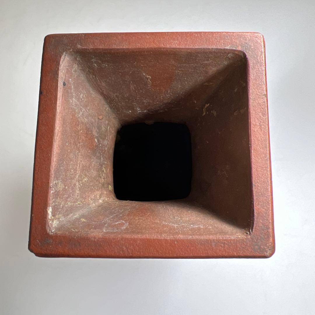 中国清時代　精古斎製朱泥花瓶　高さ約16㎝　東Y8-0402☆2Fトヒトオ