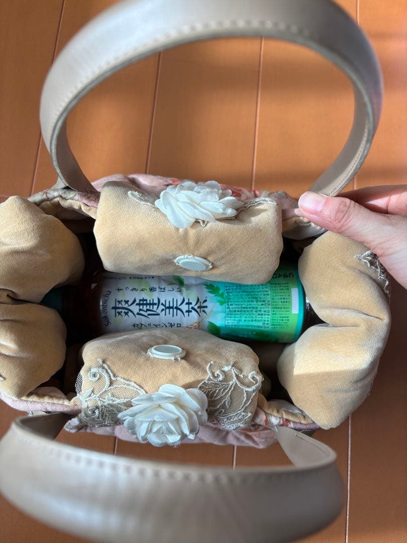 ハンドメイド　一点物　バッグ　レディース　ローズモチーフ　レース　花柄　ローズ