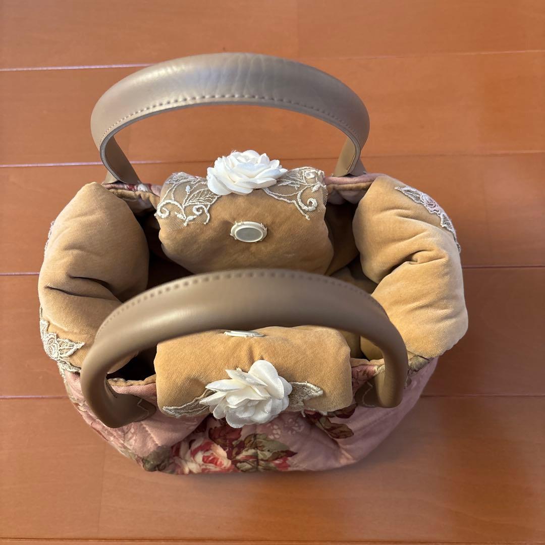 ハンドメイド　一点物　バッグ　レディース　ローズモチーフ　レース　花柄　ローズ