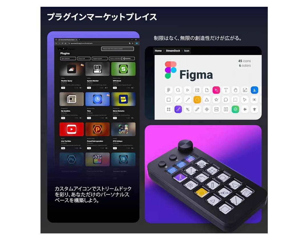 ストリームコントローラー 18 マクロキー ストリームドック