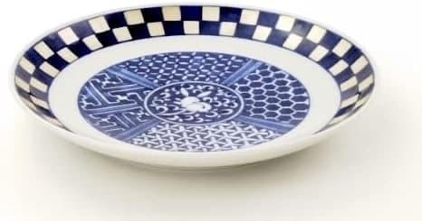 値下げ　新品　林九郎窯　藍青　銀彩　兎銀市松　プレート　23.5cm　皿　　①