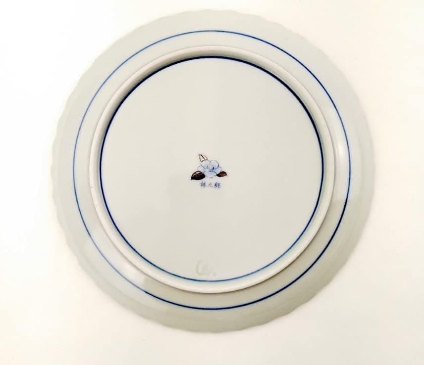 値下げ　新品　林九郎窯　藍青　銀彩　兎銀市松　プレート　23.5cm　皿　　①