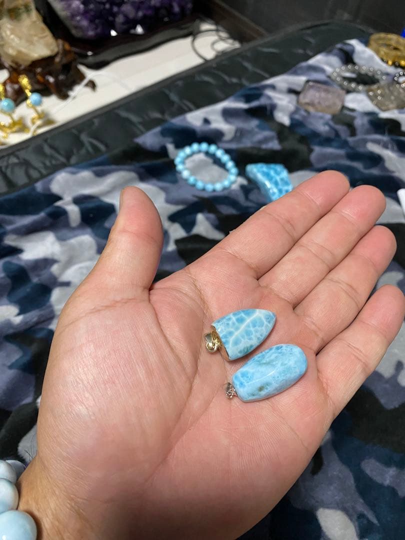 ラリマー ペンダント 2個セット 水色