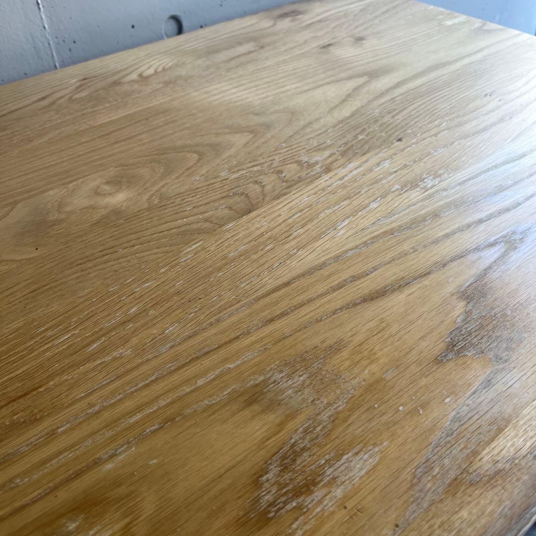 廃盤希少★無印 オーク無垢材デスク（引出・足元棚付）