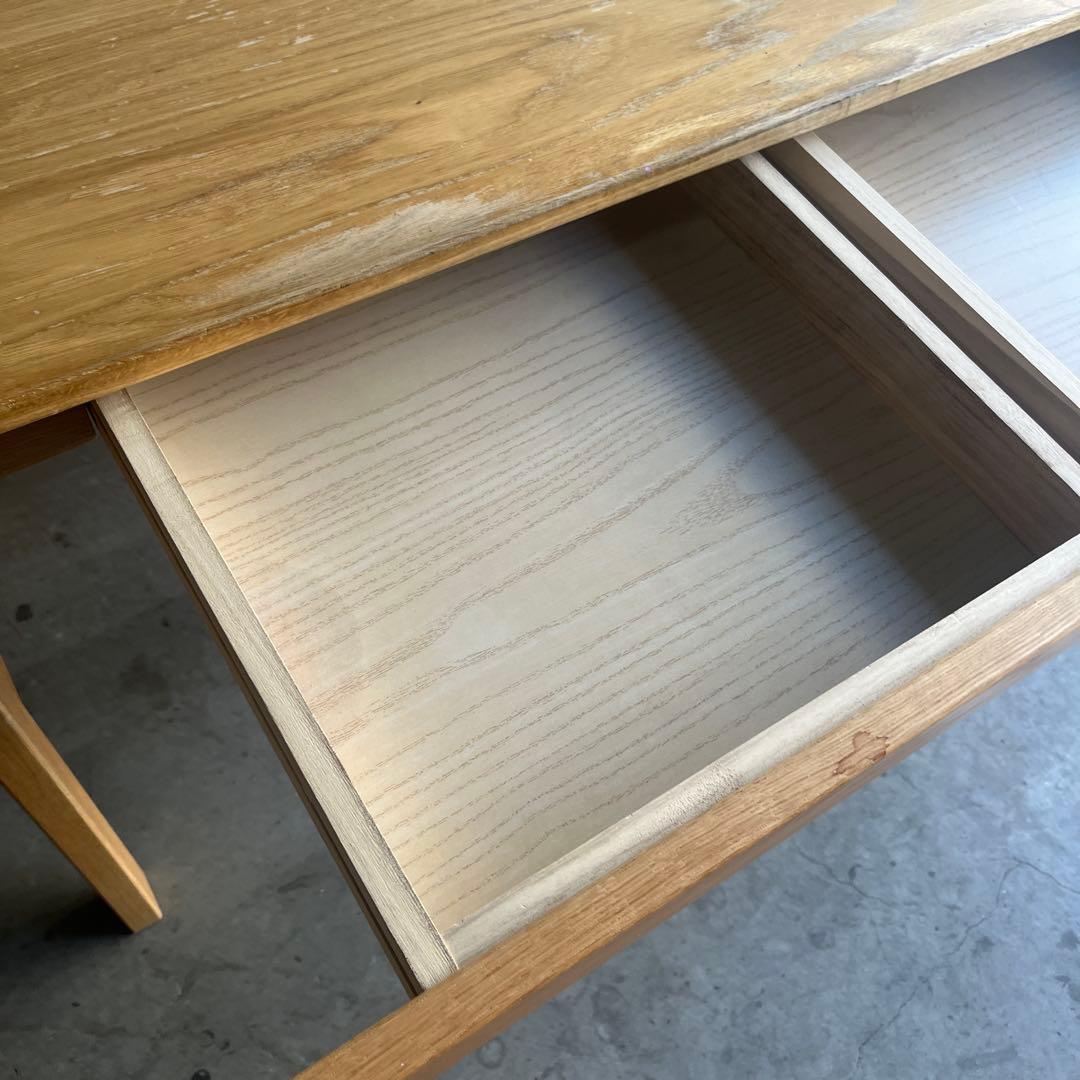 廃盤希少★無印 オーク無垢材デスク（引出・足元棚付）