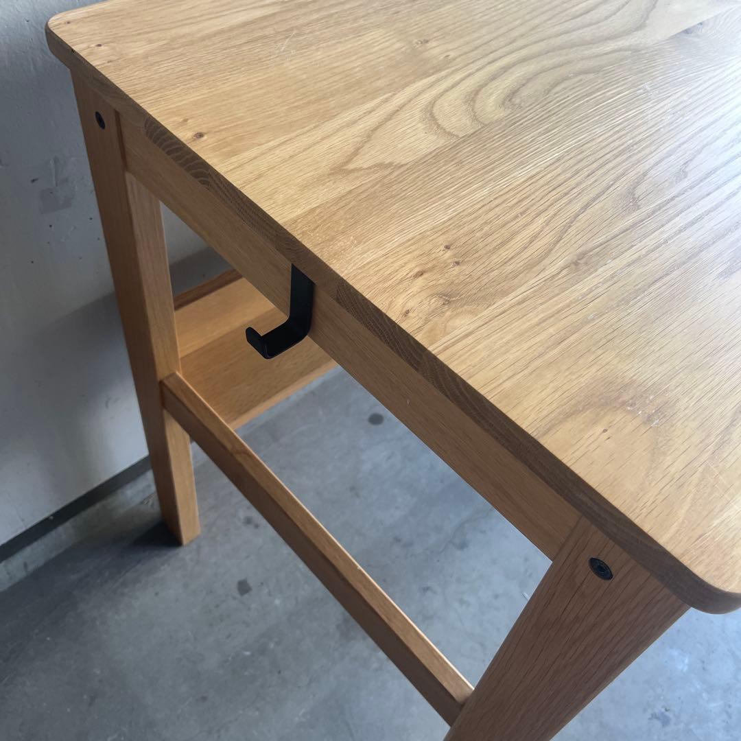 廃盤希少★無印 オーク無垢材デスク（引出・足元棚付）