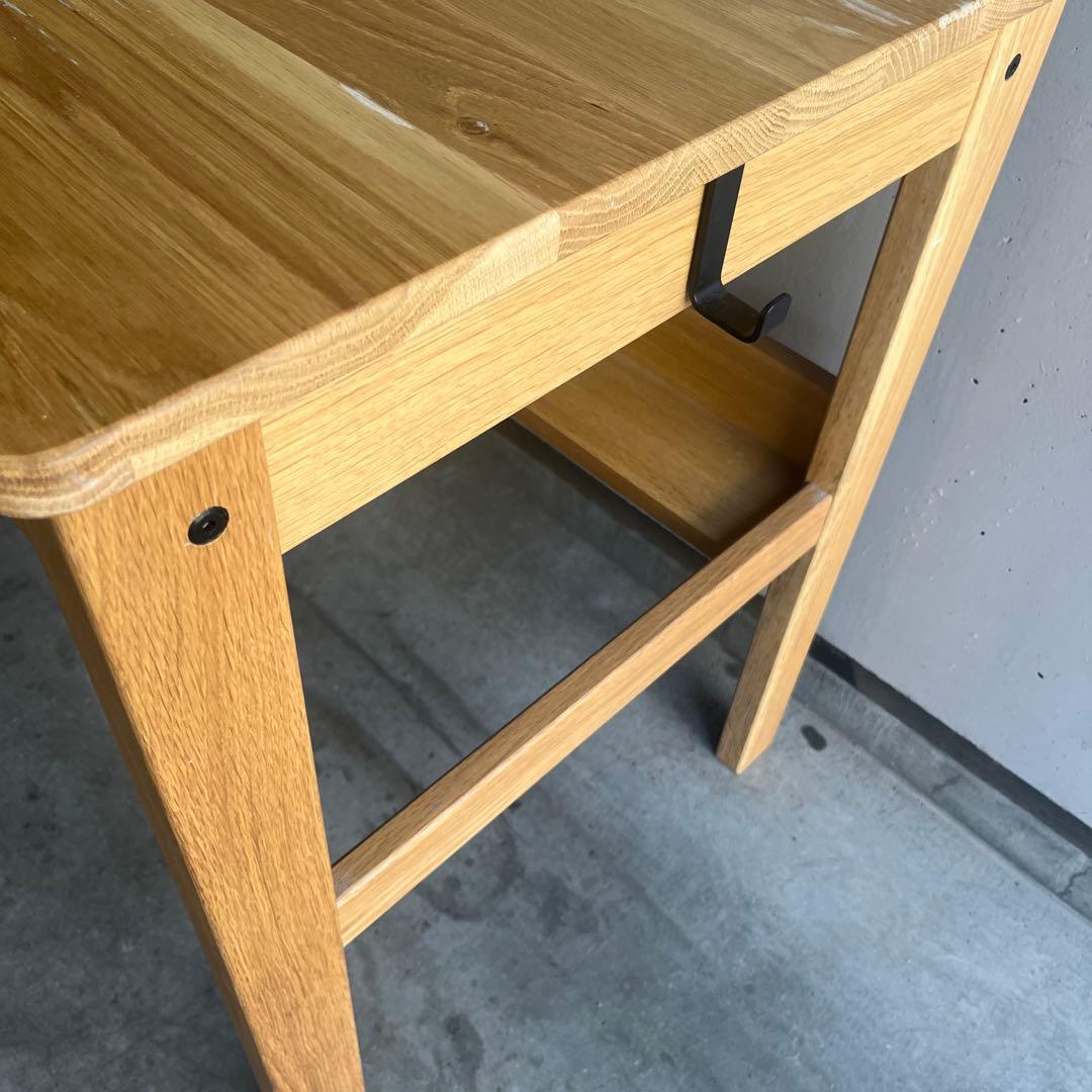 廃盤希少★無印 オーク無垢材デスク（引出・足元棚付）