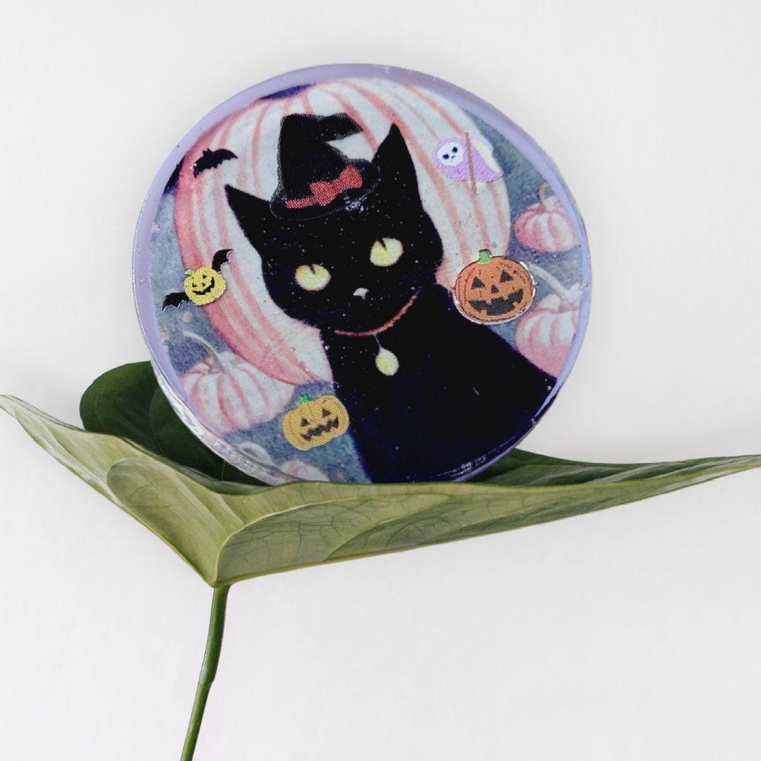 NO.408❤黒猫 ハロウィン❤レジンヘアゴム  ブローチ