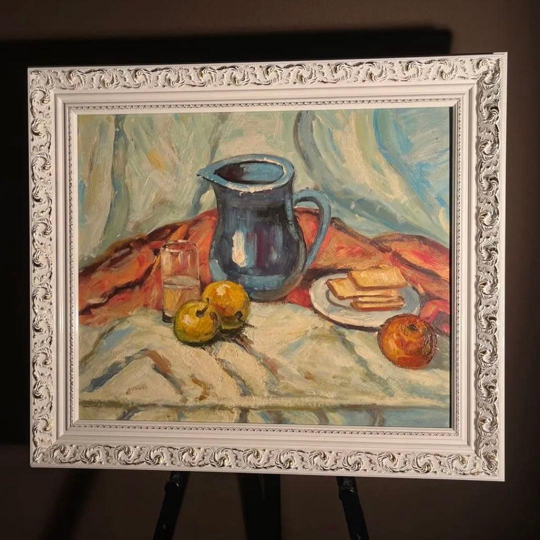 ★秀作★ 手書き油絵 静物 額付 肉筆絵画 インテリア 油彩画