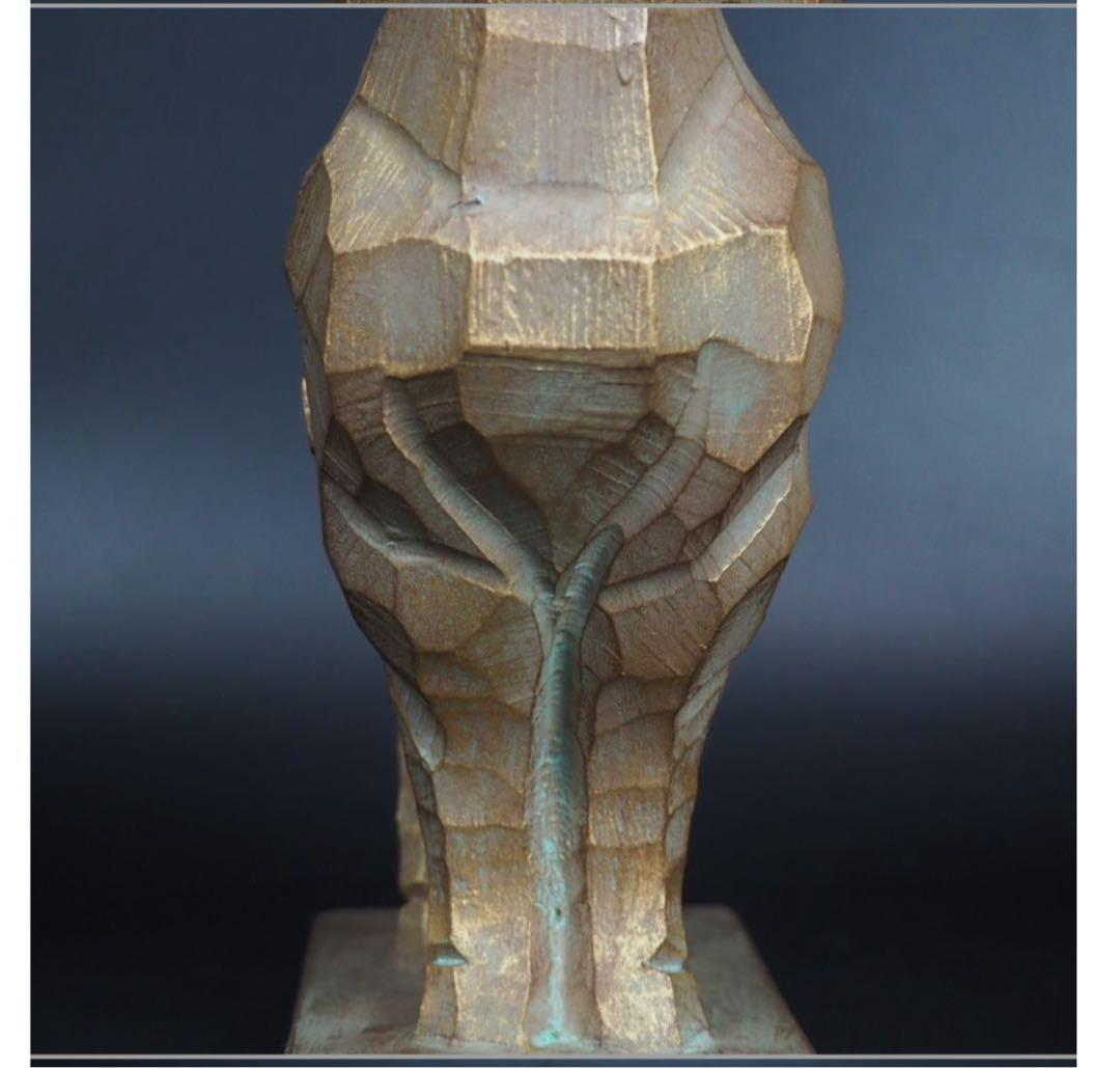 送料無料　彫刻家巨匠　中村博直作　木彫　馬　高さ26ｃｍ　共箱　本物保証