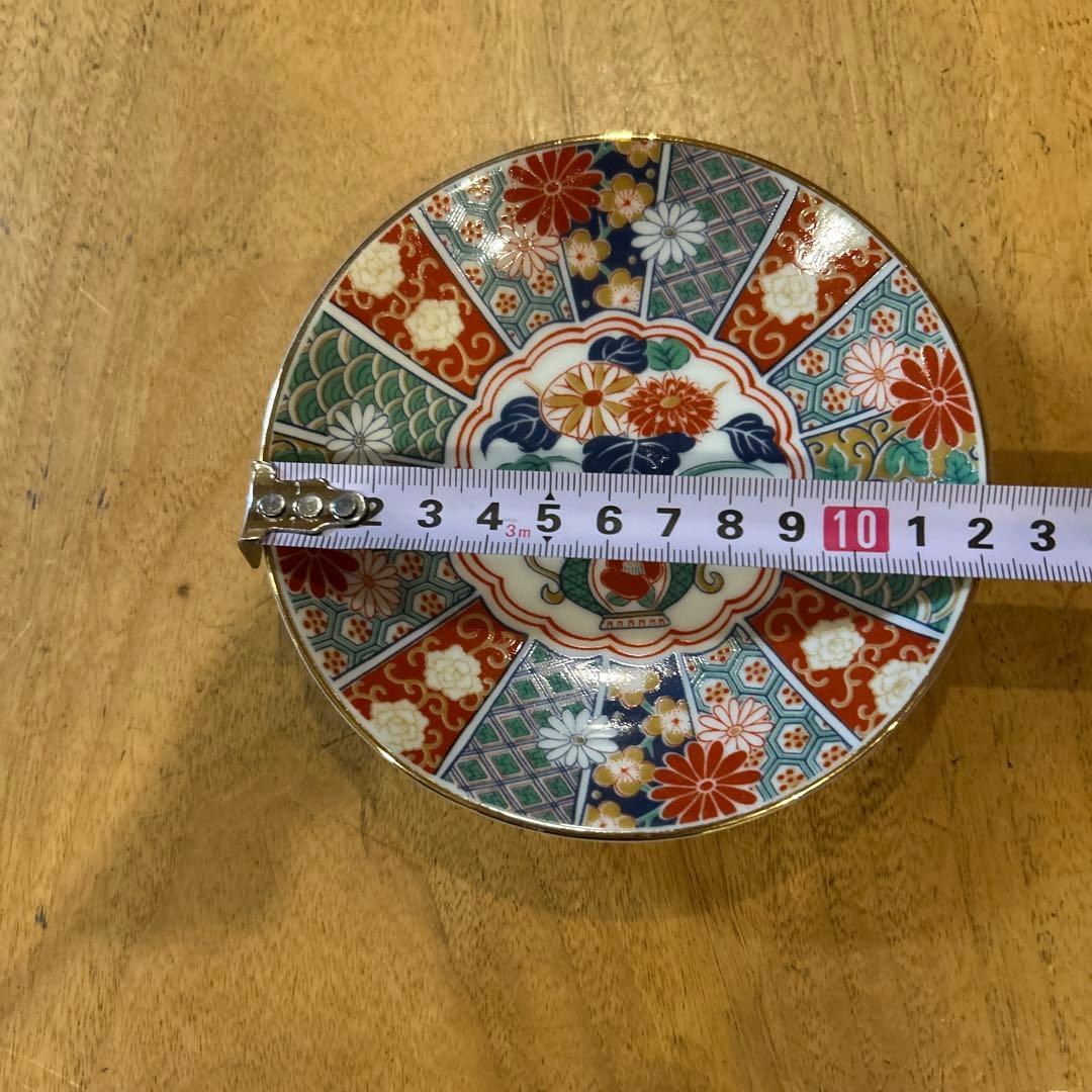 未使用品　有田焼　陶扇　小皿5枚揃え　銘々皿　錦絵　赤絵　金彩　希少