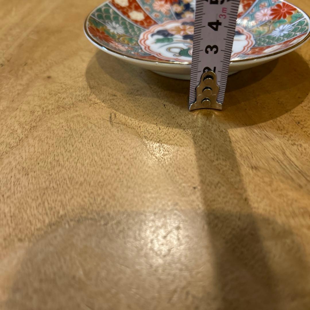 未使用品　有田焼　陶扇　小皿5枚揃え　銘々皿　錦絵　赤絵　金彩　希少