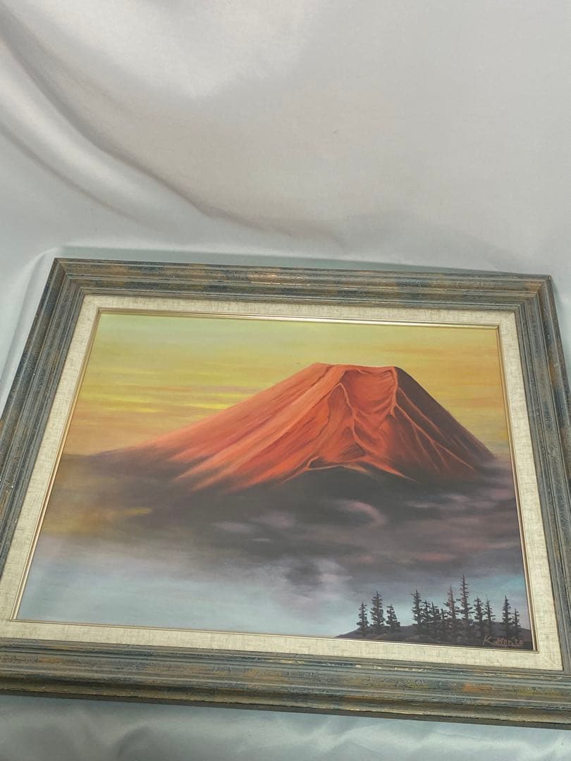 1466❣️ 油彩画  赤富士　森田  10号