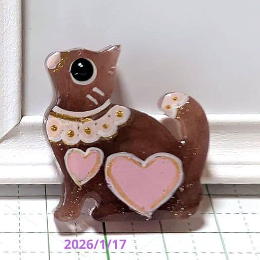 猫　レジンヘアゴム　チョコクッキー