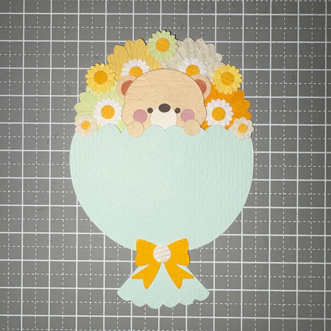#221 クラフトパンチ メッセージカード ブーケ 花束 フラワー 3枚セット