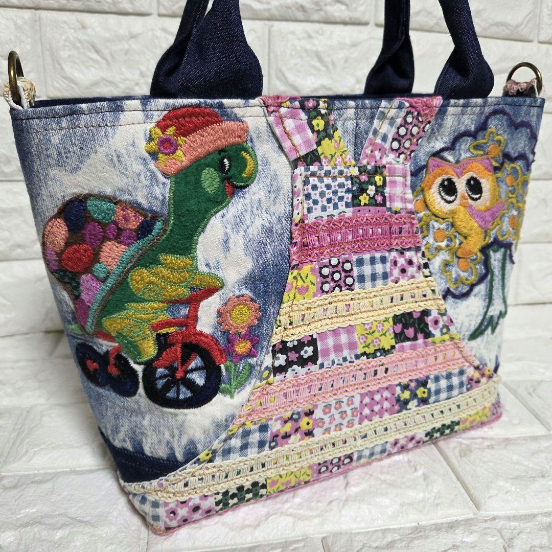 937 デニム＊リメイク＊刺繍＊バッグ＊トートバッグ