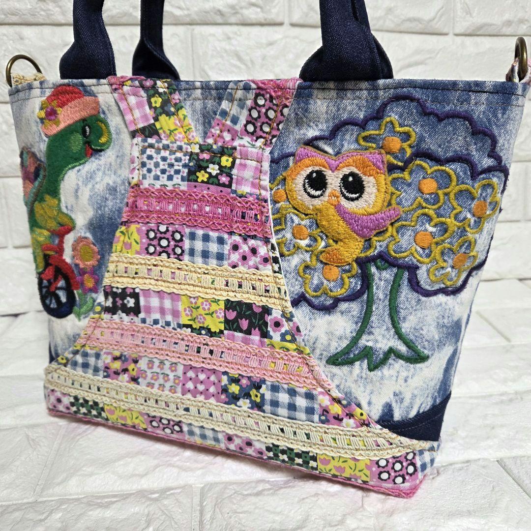 937 デニム＊リメイク＊刺繍＊バッグ＊トートバッグ