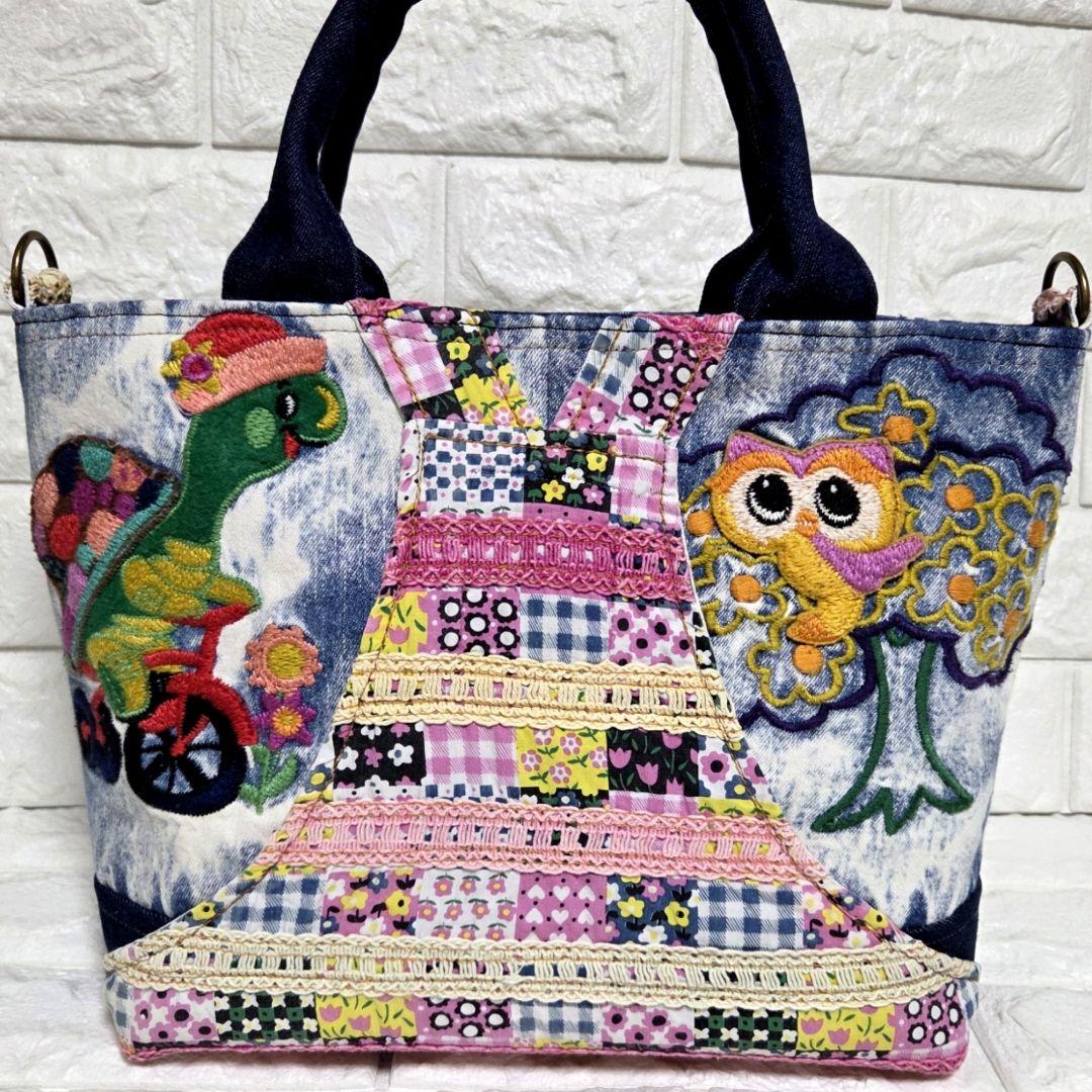 937 デニム＊リメイク＊刺繍＊バッグ＊トートバッグ