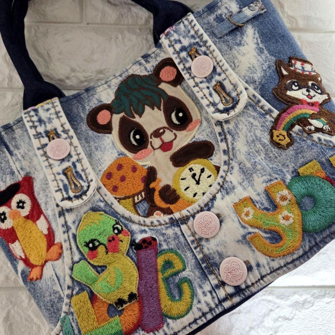 937 デニム＊リメイク＊刺繍＊バッグ＊トートバッグ