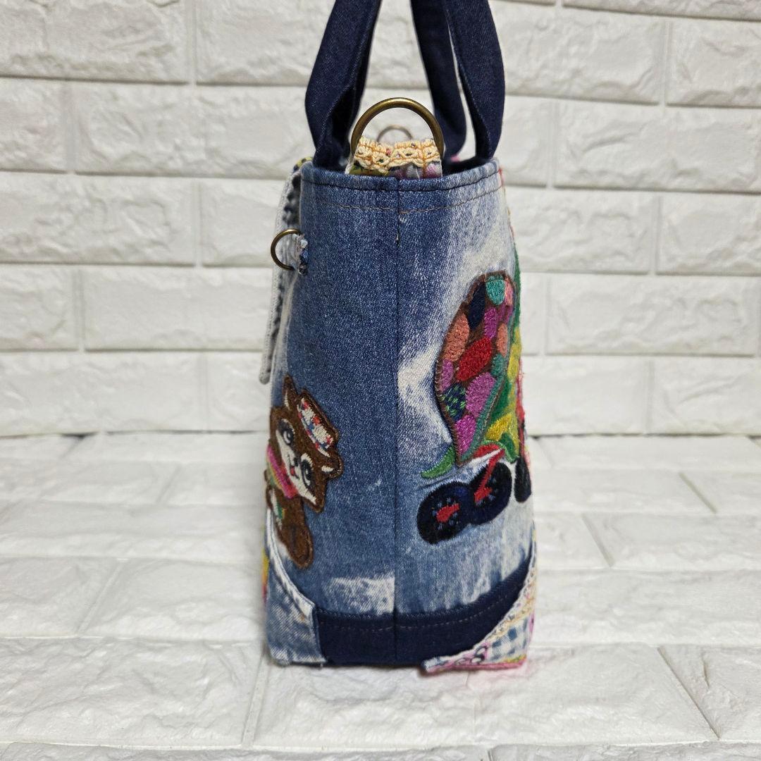 937 デニム＊リメイク＊刺繍＊バッグ＊トートバッグ