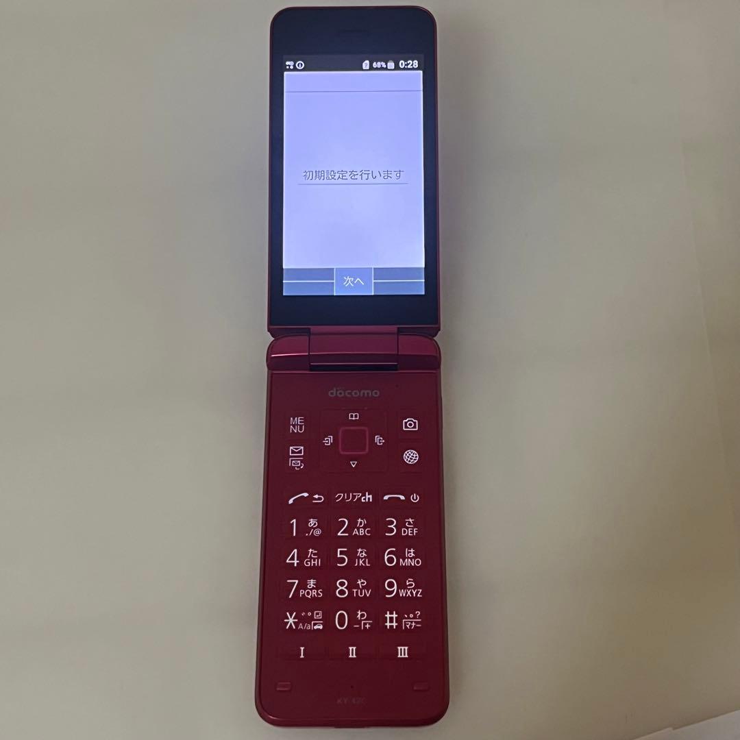 【美品】京セラDIGNO KY-42C レッド 折りたたみ携帯電話 ガラホ