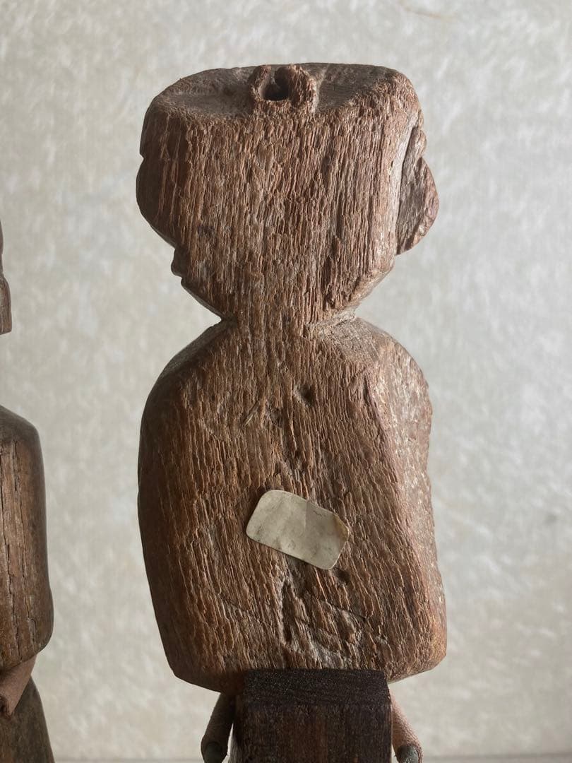 インド〜ネパール民族木彫ペア像｜祖霊守護像|三鷹猫｜トライバルアート｜H27cm