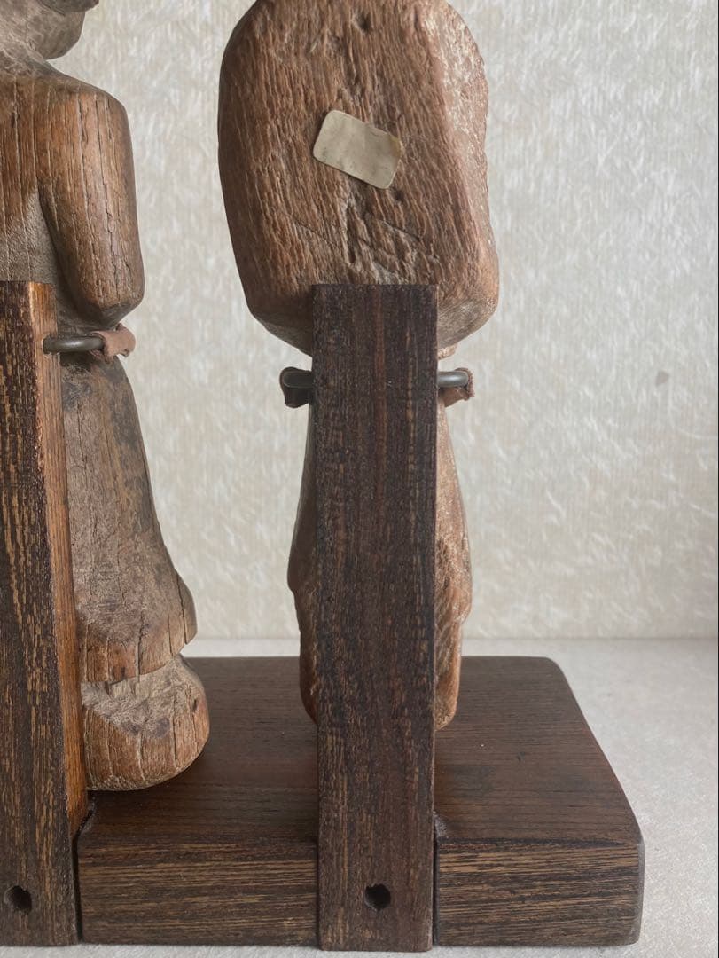 インド〜ネパール民族木彫ペア像｜祖霊守護像|三鷹猫｜トライバルアート｜H27cm