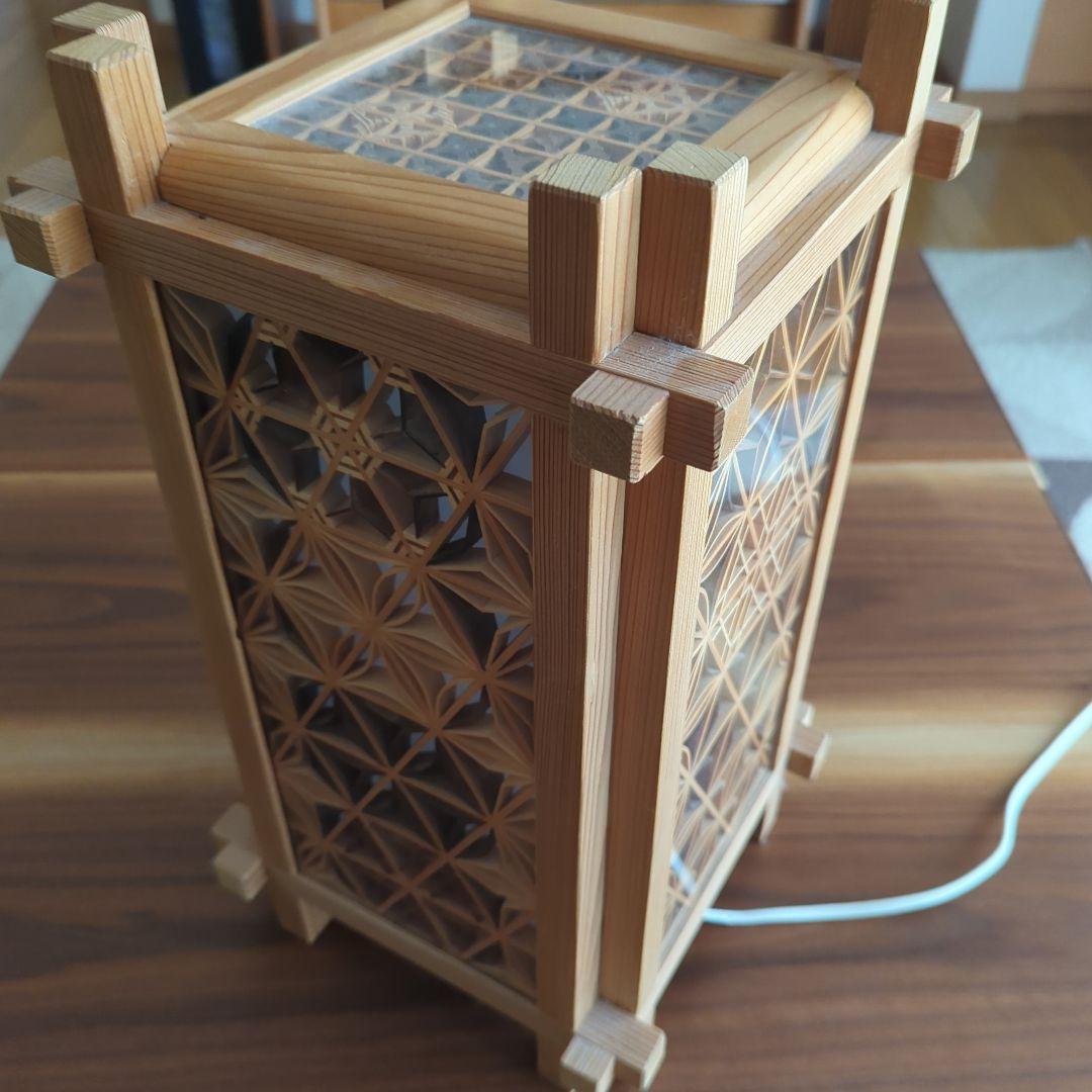 組子　灯籠　燈籠　行灯　フロアライト　照明　作家　ハンドメイド　寄木細工　木製