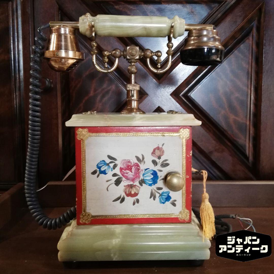M●希少☜アンティーク　オニキス　大理石　レトロ　ダイアル式電話