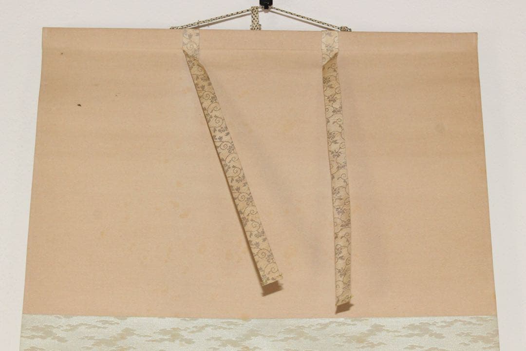 No5240 掛軸　呉竹仙史　安田篤　嵐峡画賛　絹本着色　合箱　日本画　送料無料