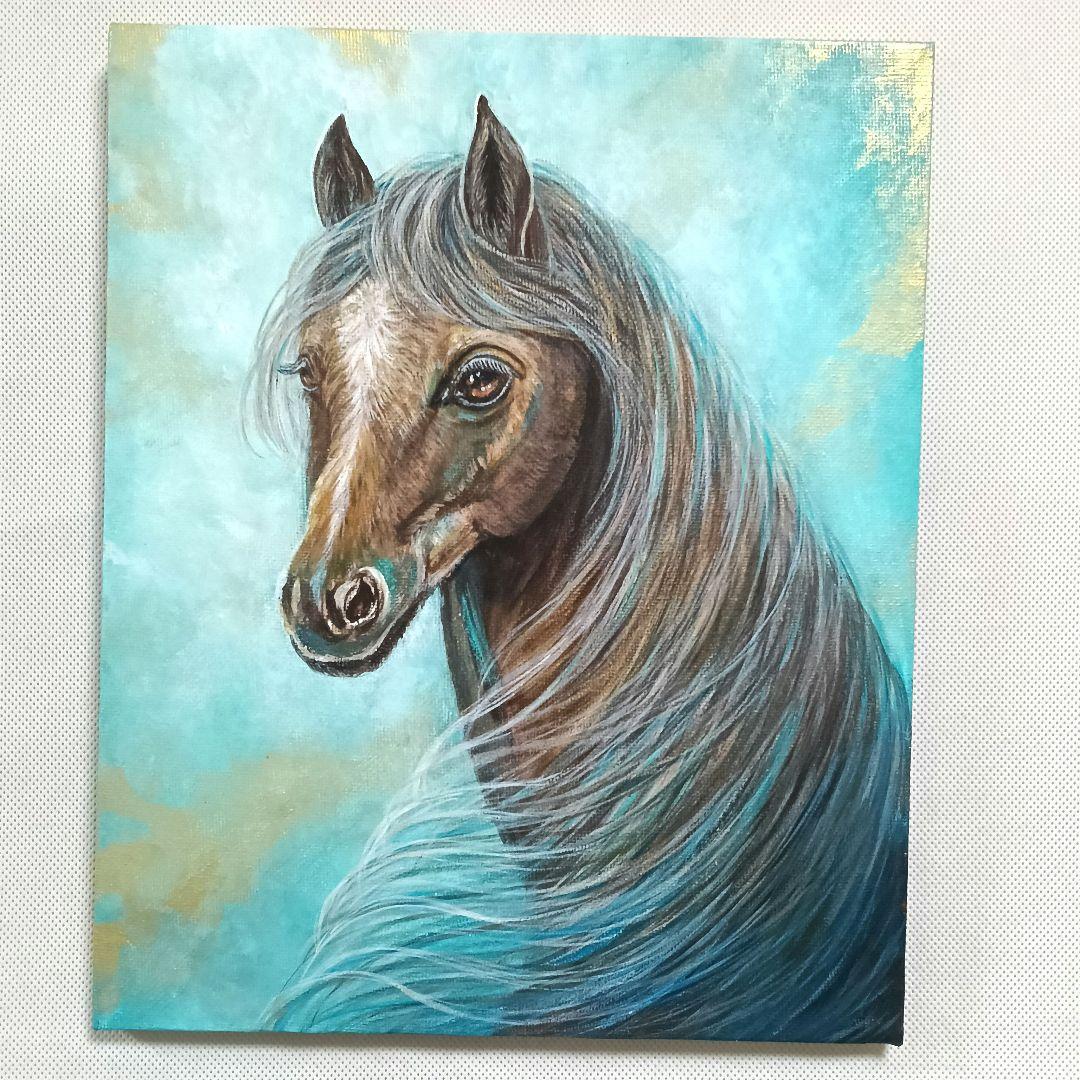 No.561 F3　馬　原画　アクリル画　午年 開運絵画　肉筆画