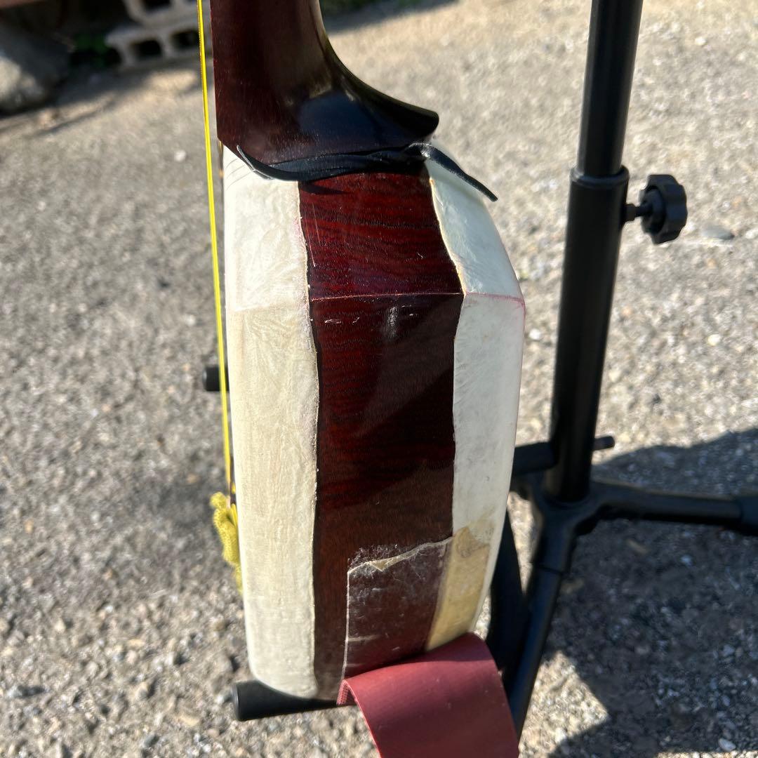 紅木津軽三味線　太竿　金細　綾杉　トチ多数