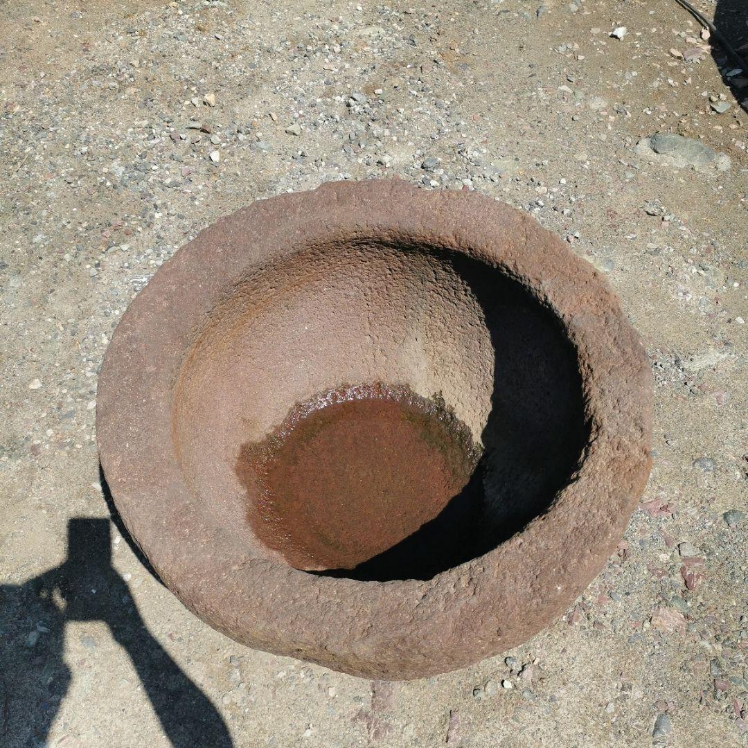 赤　溶岩石　蹲　156キロ　庭石　鑑賞石　石　庭　坪庭　ガーデニング　置物