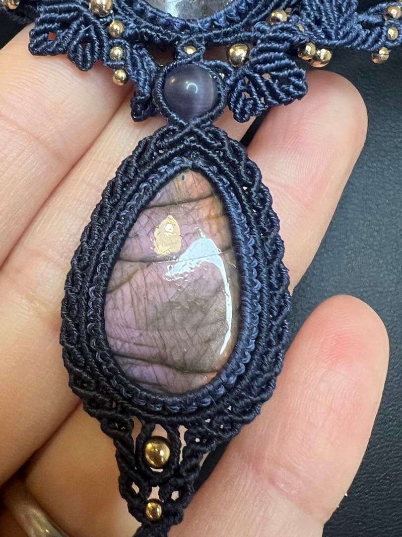 マクラメ× ラブラドライト × アメシスト ネックレス